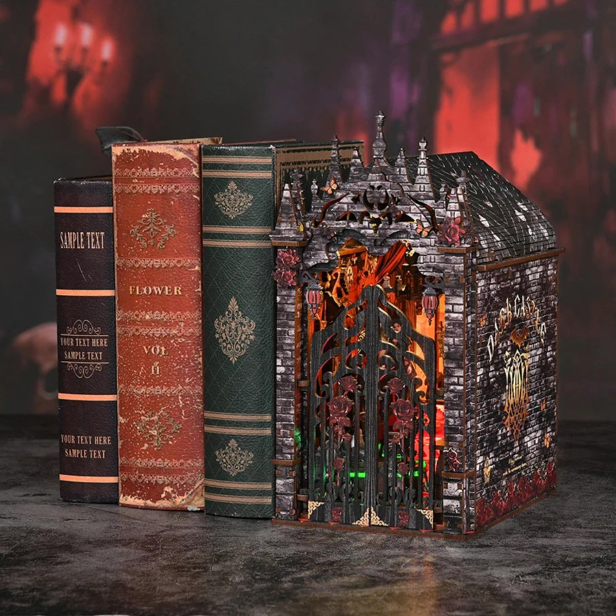 Book Nook Dark Castle gothique illuminé – Atelier Fauna