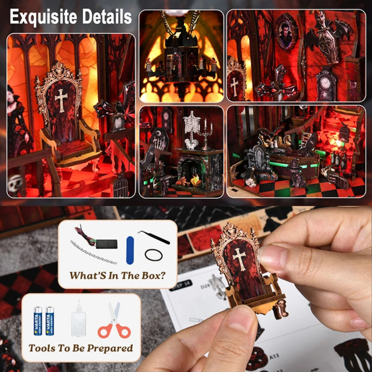 Détails intérieurs du Book Nook Dark Castle – Atelier Fauna